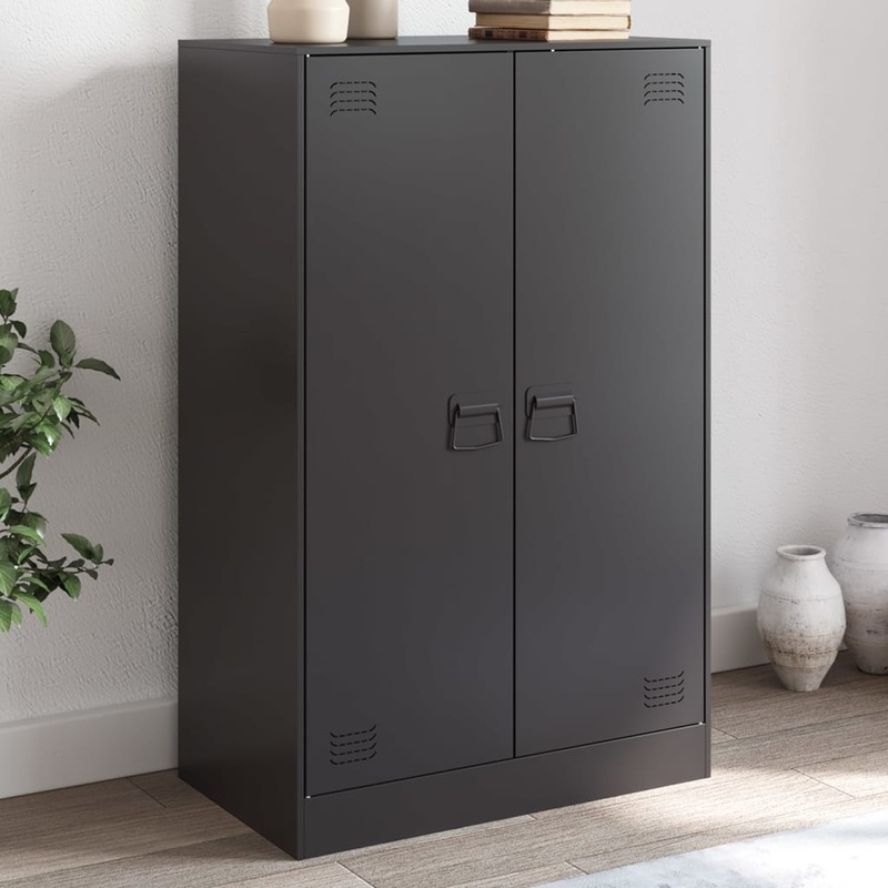 Buffet noir 67x39x107 cm acier