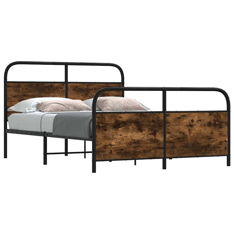 Cadre de lit sans matelas 120x190 cm chne fum bois ingnierie