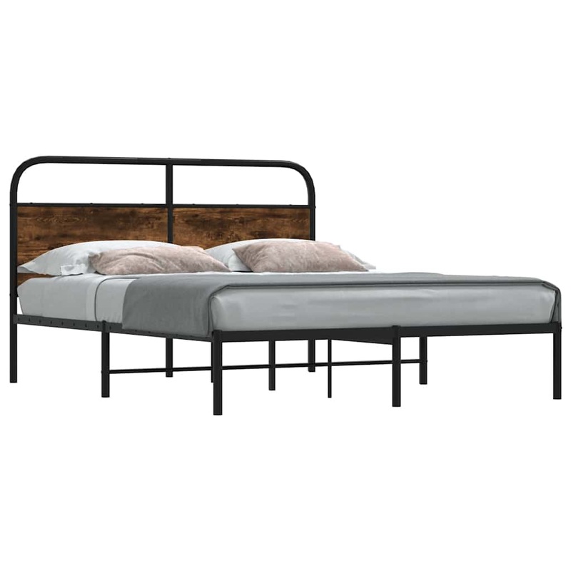 Cadre de lit sans matelas 140x190 cm chne fum bois ingnierie