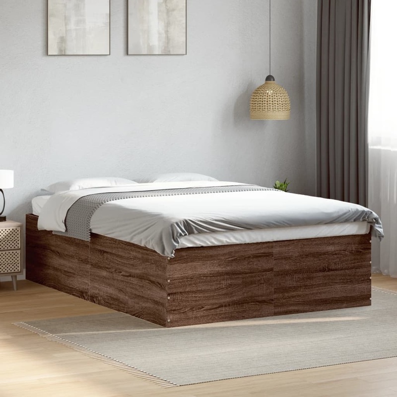 Cadre de lit sans matelas chne marron 135x190 cm