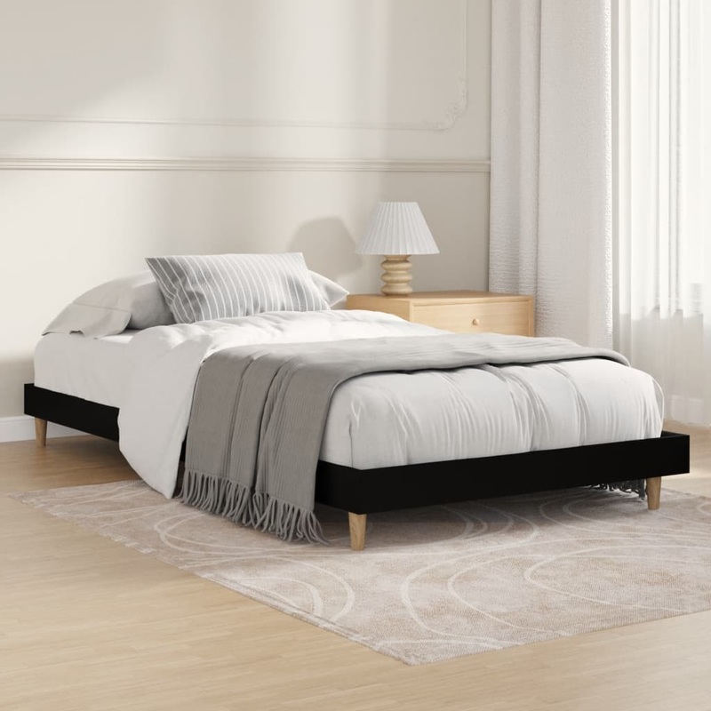 Cadre de lit sans matelas noir 100x200 cm bois d'ingnierie