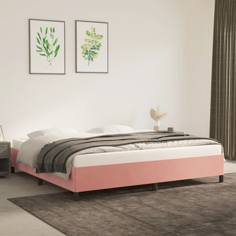 Cadre de lit sans matelas rose 200x200 cm velours