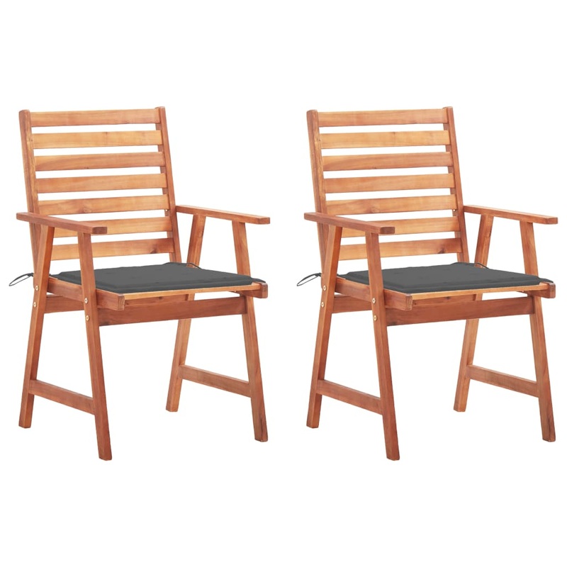 Chaises  manger d'extrieur lot de 2 et coussins Acacia massif