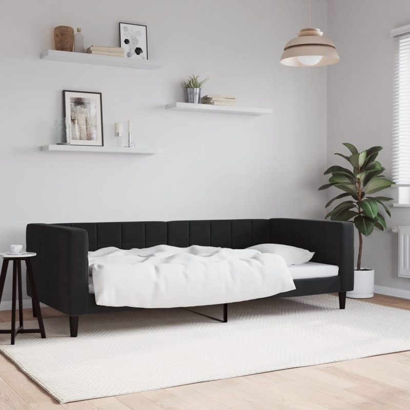 Lit de repos sans matelas noir 90x200 cm velours