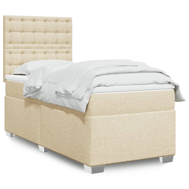 Sommier  lattes de lit avec matelas Crme 100x200 cm Tissu