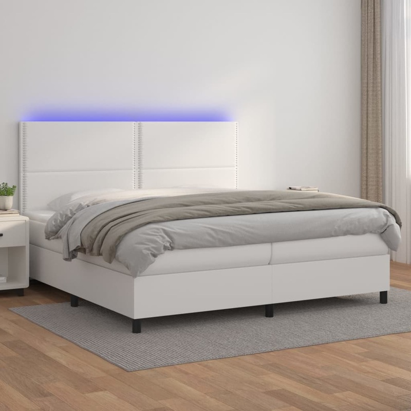 Sommier  lattes de lit avec matelas et LED Blanc 200x200 cm