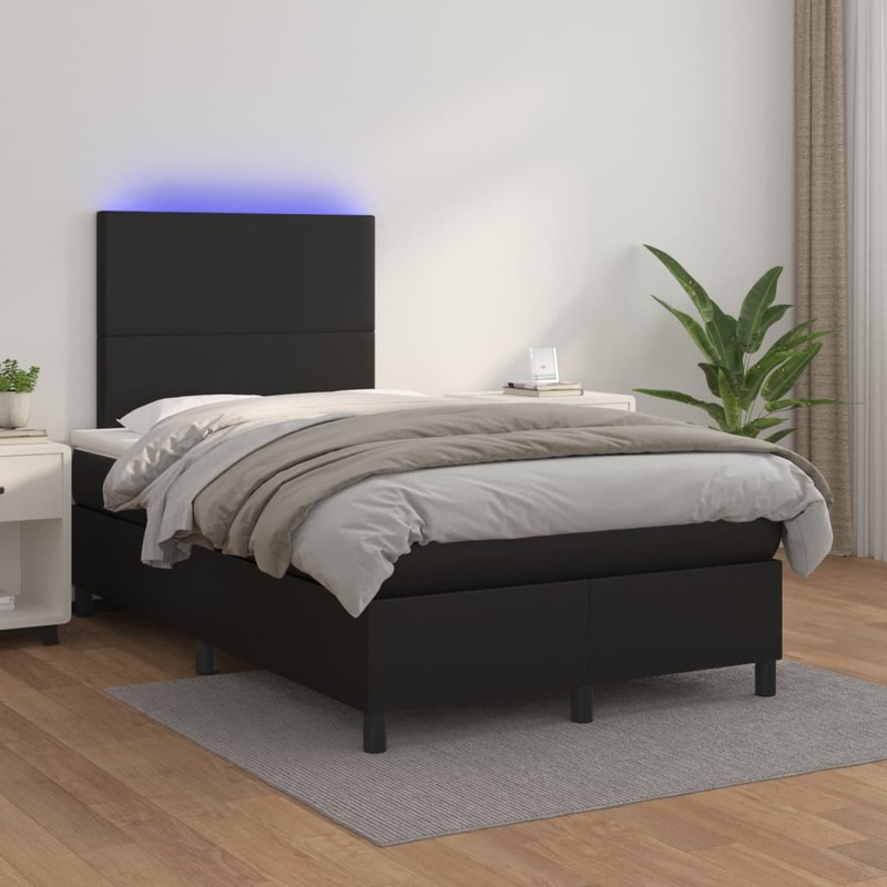 Sommier  lattes de lit avec matelas et LED Noir 120x200 cm
