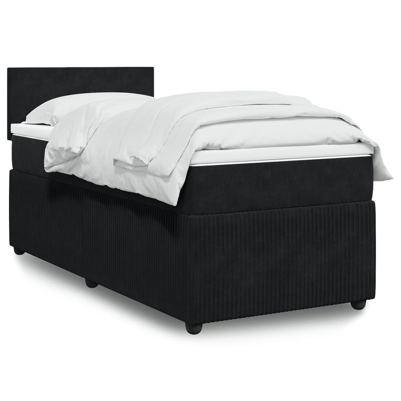 Sommier  lattes de lit avec matelas Noir 100x200 cm Velours