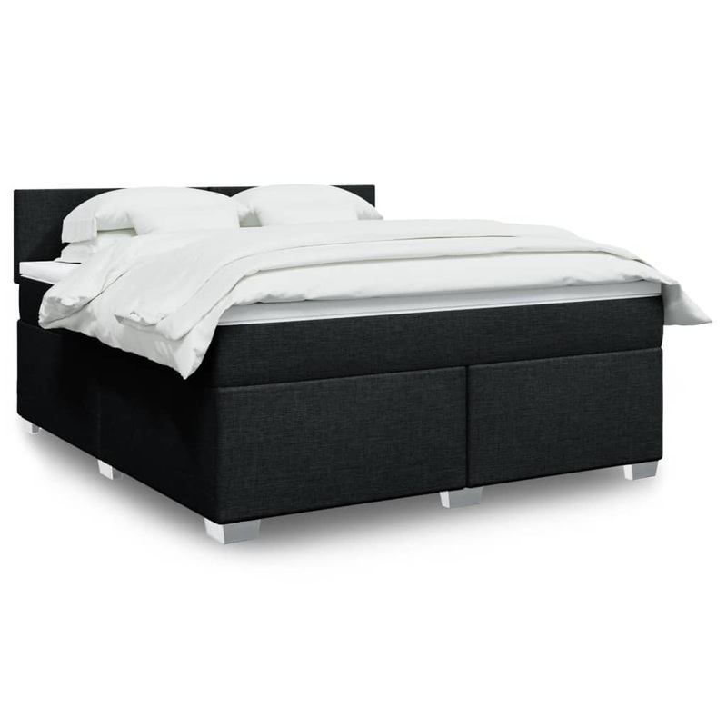 Sommier  lattes de lit avec matelas Noir 180x200 cm Tissu