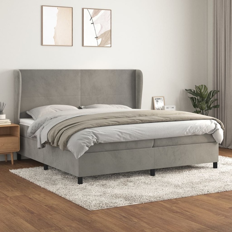 Sommier  lattes de lit et matelas Gris clair 200x200cm Velours