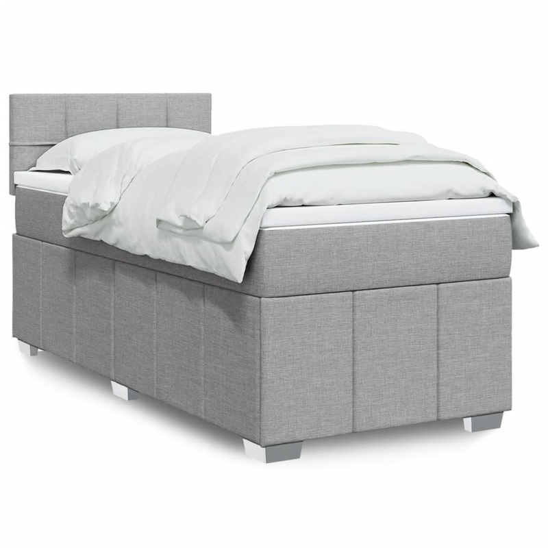 Sommier  lattes de lit et matelas Gris clair 90x190 cm Tissu