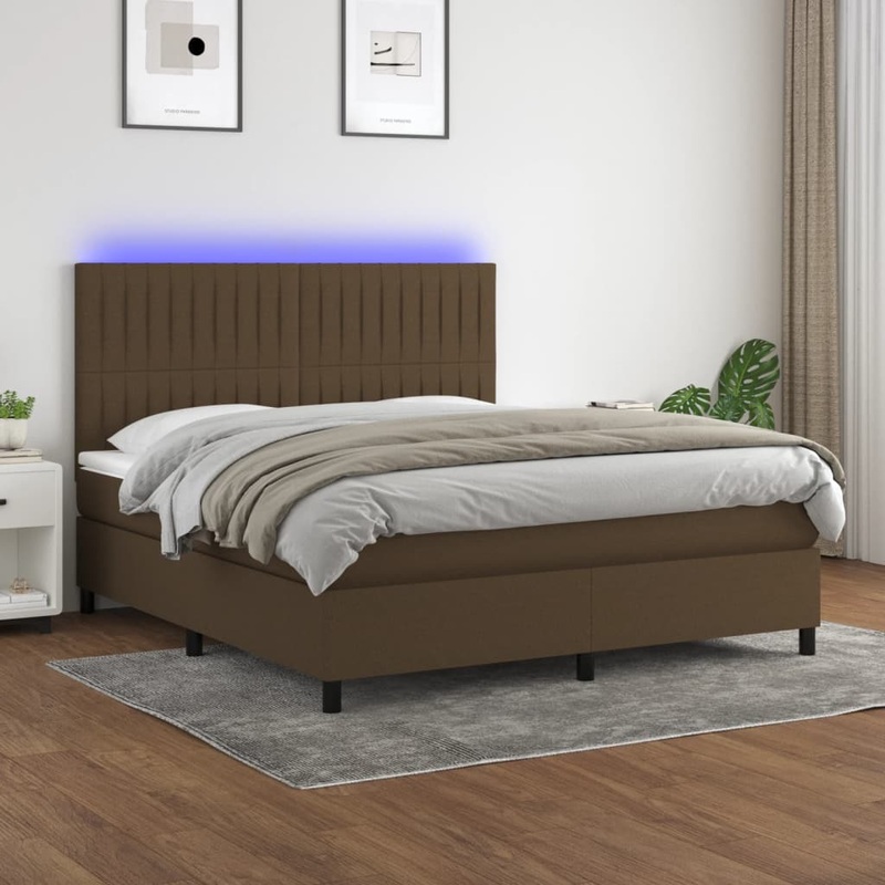 Sommier  lattes de lit matelas et LED Marron fonc 160x200 cm