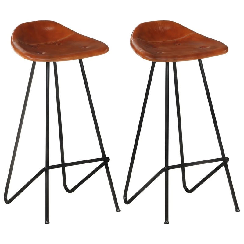 Tabourets de bar lot de 2 marron cuir vritable