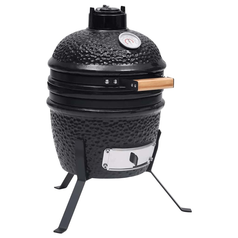 Barbecue  fumoir Kamado 2-en-1 Cramique 56 cm Noir