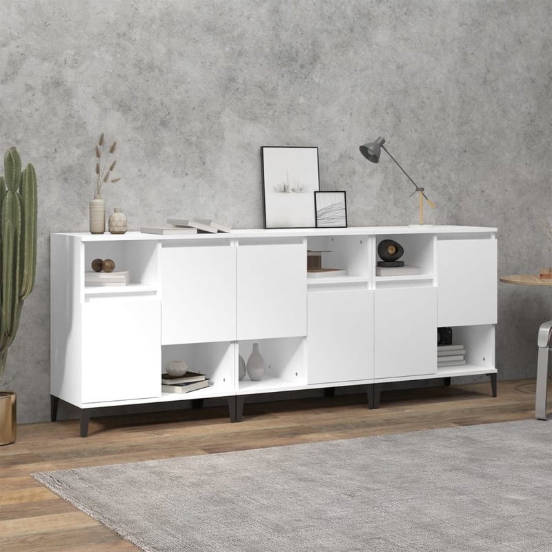 Buffets 3 pcs blanc 60x35x70 cm bois d'ingnierie