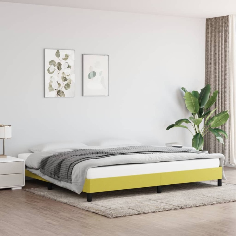 Cadre de lit sans matelas vert 200x200 cm tissu