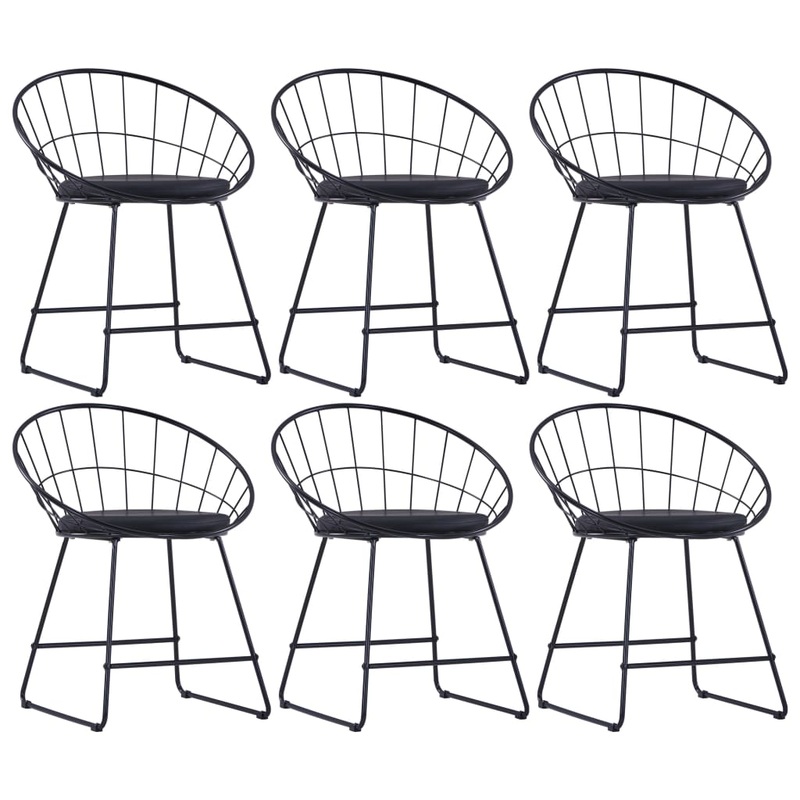 Chaises  manger similicuir lot de 6 noir acier