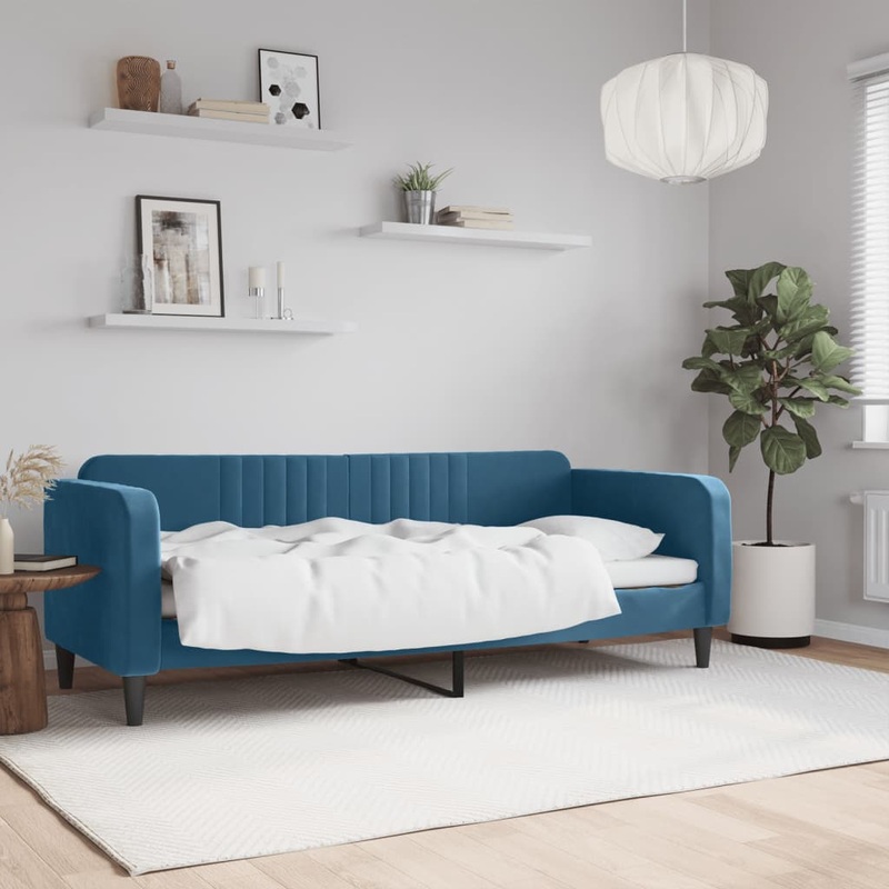 Lit de repos sans matelas bleu 80x200 cm velours