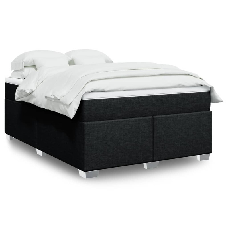 Sommier  lattes de lit avec matelas Noir 140x200 cm Tissu
