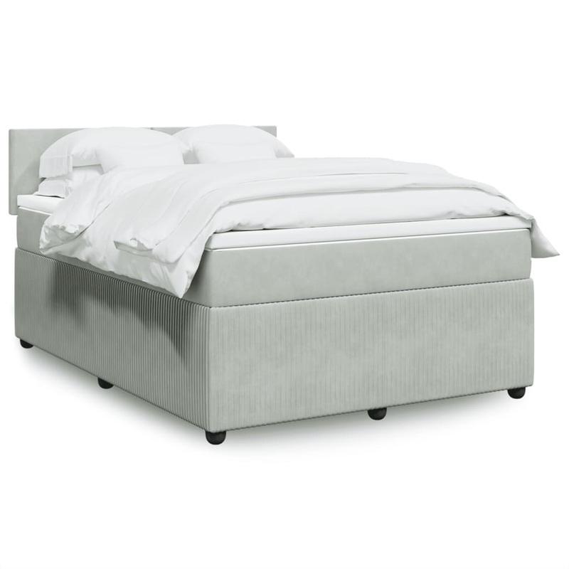 Sommier  lattes de lit et matelas Gris clair 160x200cm Velours