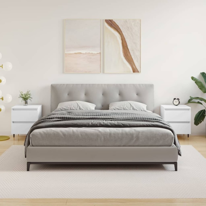 Tables de chevet 2 pcs blanc 40x35x50 cm bois dingnierie