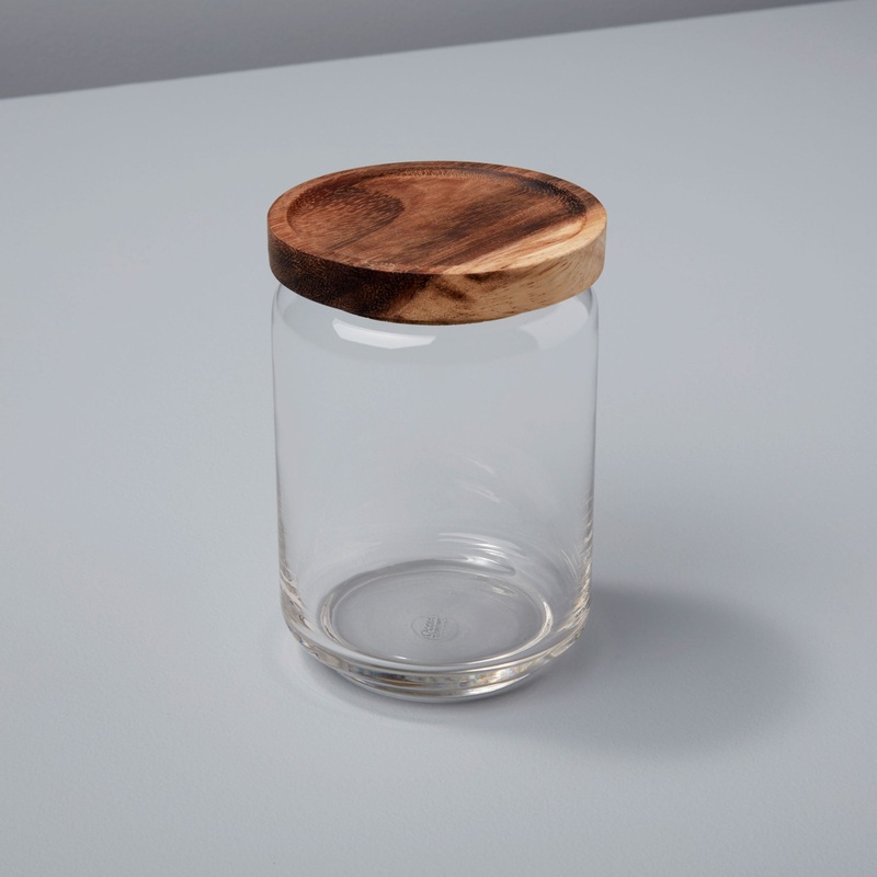 Glass Container with Acacia Lid Medium