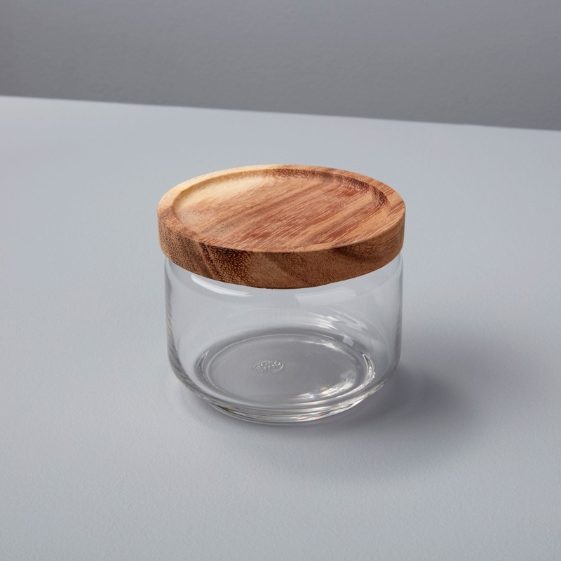 Glass Container with Acacia Lid Small