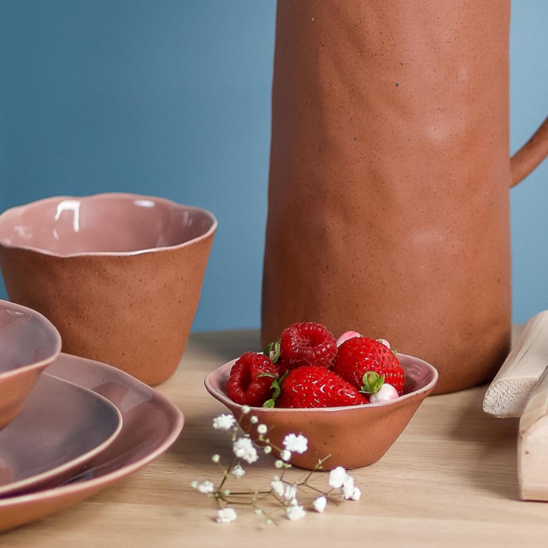Tam Stoneware Pinch Bowl, Terracotta Rose, Set of 2
