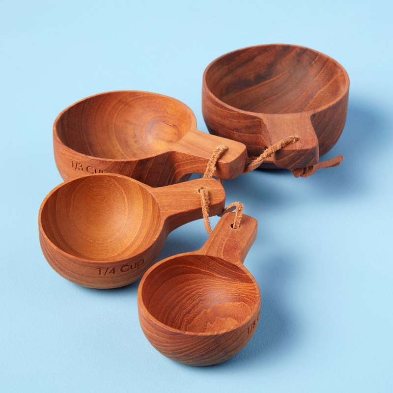 Teak Measuring Cups with Handle, Set of 4