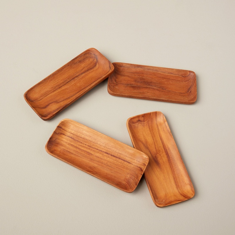 Teak Small Trays, Set of 4