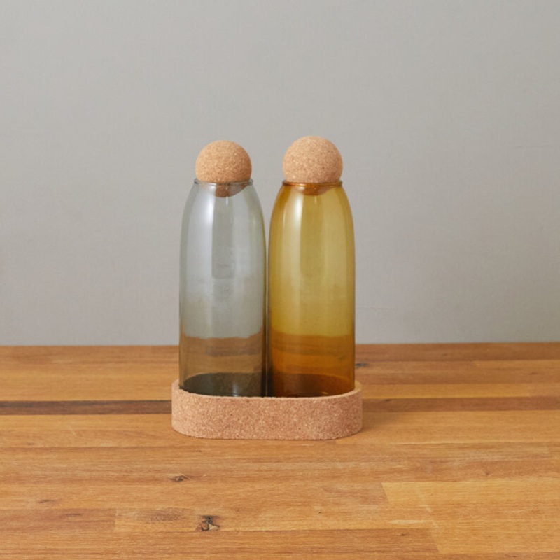 Evia Cruet, Set of 2, Lemon Curry, Blue Surf