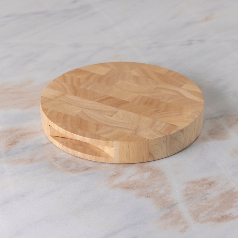 Rubberwood End Grain Round Cutting Board, Small