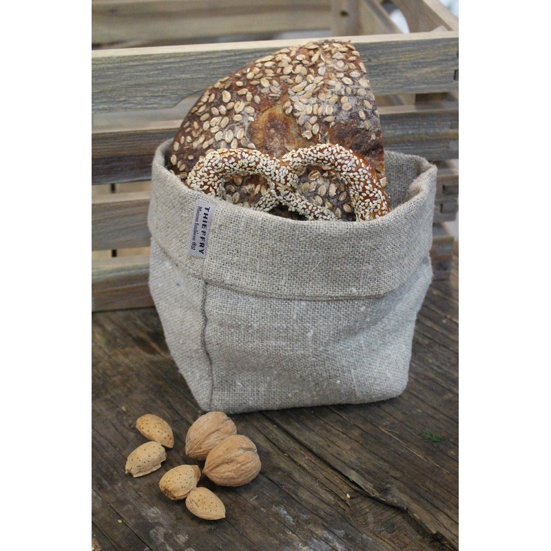 Thieffry Belgian Linen Bread Basket, Raw Natural