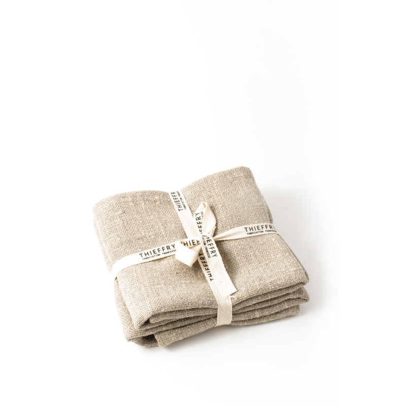 Thieffry Belgian Linen Dishtowels, Raw Natural, Set of 2