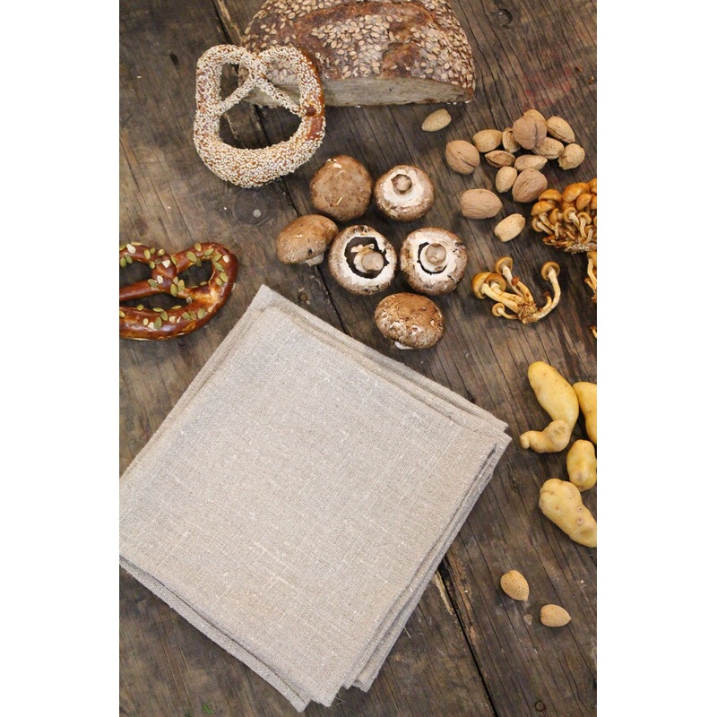 Thieffry Belgian Linen Napkins, Raw Natural, Set of 4