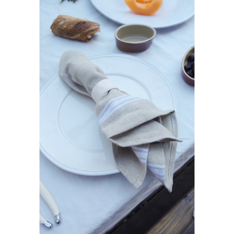 Thieffry Belgian Linen Napkins, White, Set of 4