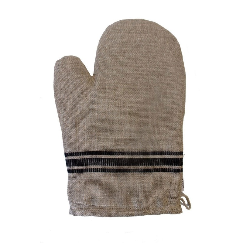 Thieffry Belgian Linen Oven Mitt, Black