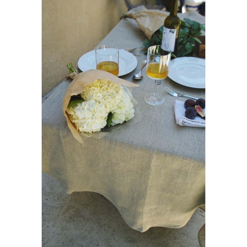 Thieffry Belgian Linen Tablecloth, Round, Raw Natural