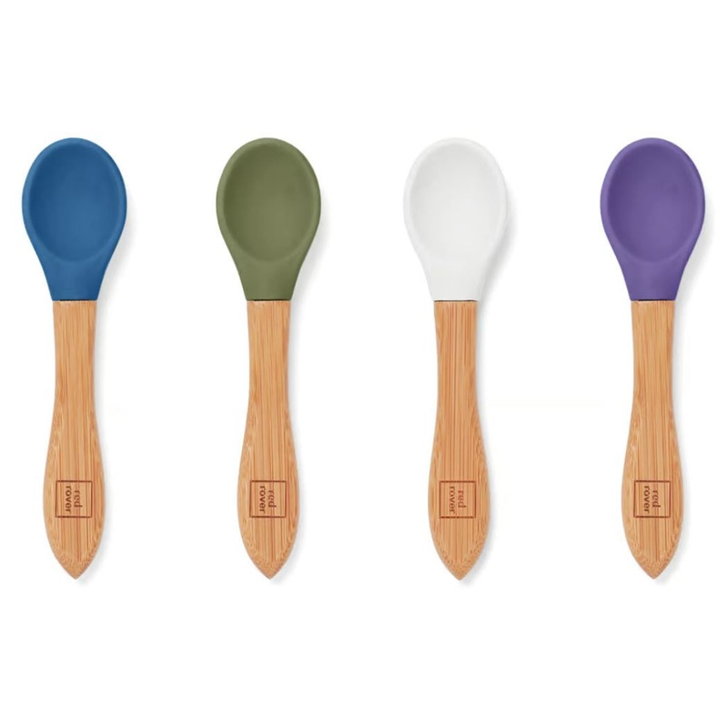 Kids Silicone Spoons with Wood Handle, Set of 4