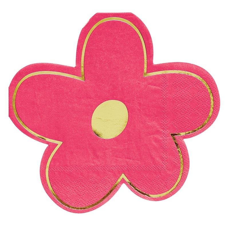 Pink Flower Die-Cut Cocktail Napkins