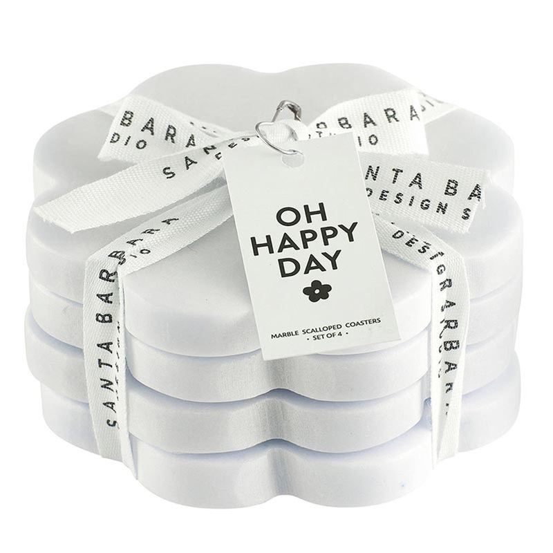 Scalloped Marble Coasters, Set of 4