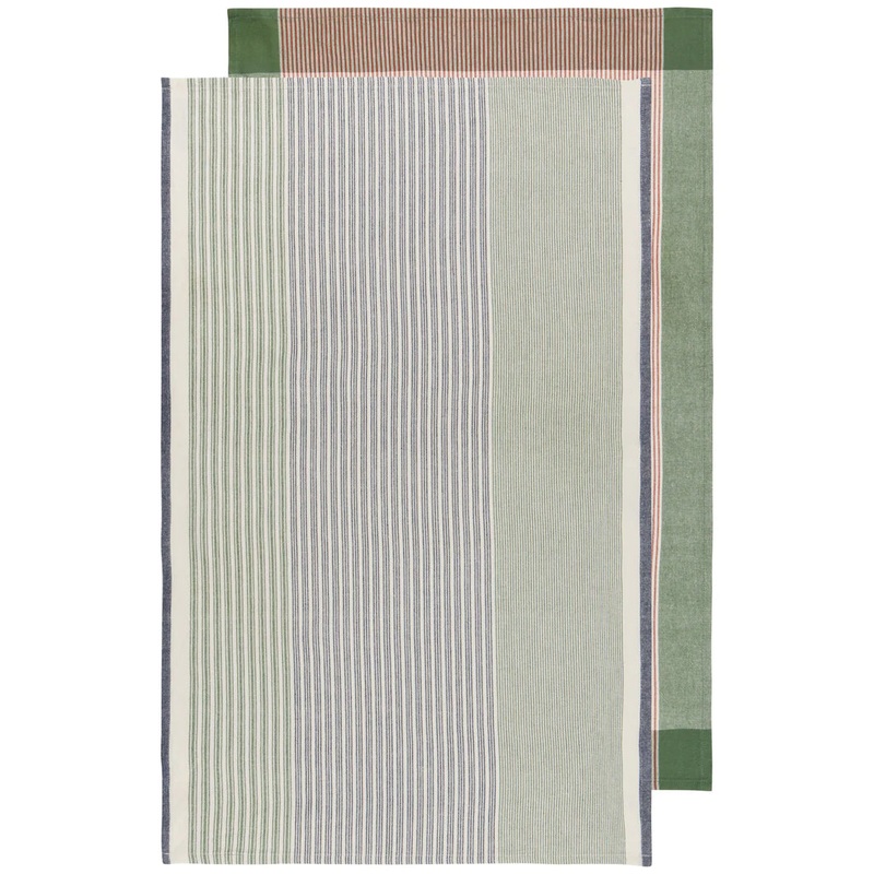 Jade Green Array Stripe Dishtowel | Set of 2