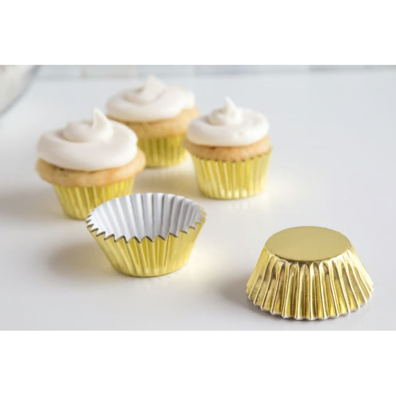 Mini Gold Foil Cupcake Liners, 48-Count