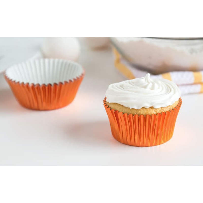 Orange Foil Bake Cups, 32-Count