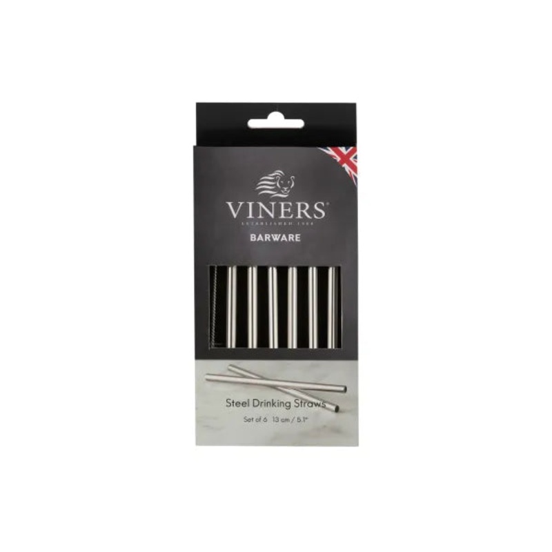 Short Steel Drinking Straws, 6pcs