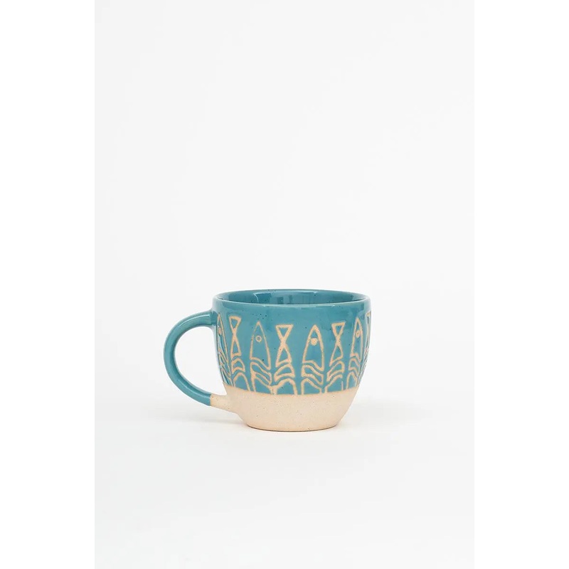 Ceramic Etched Fish Mug