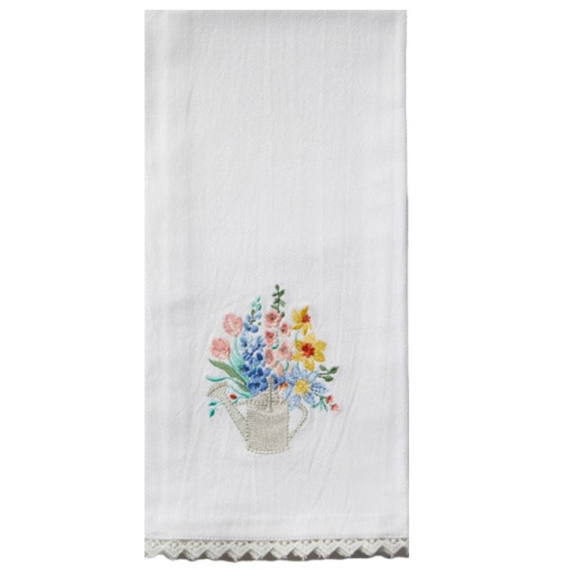 Dishtowel | Watering Can Embroidered