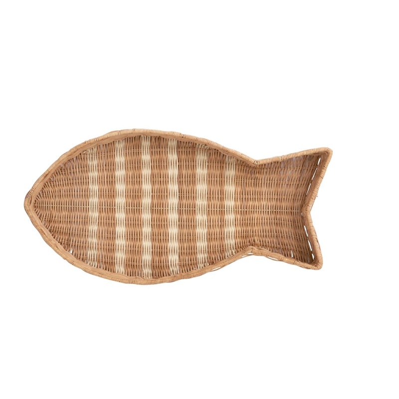 Fish Shaped Rattan Tray, Large