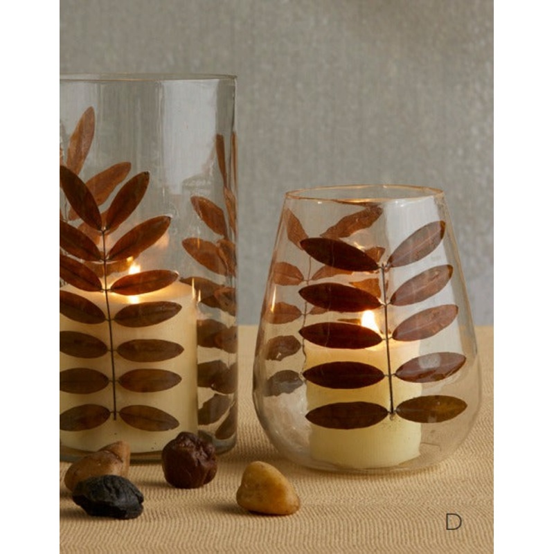 Rounded Glass Leaf Lantern