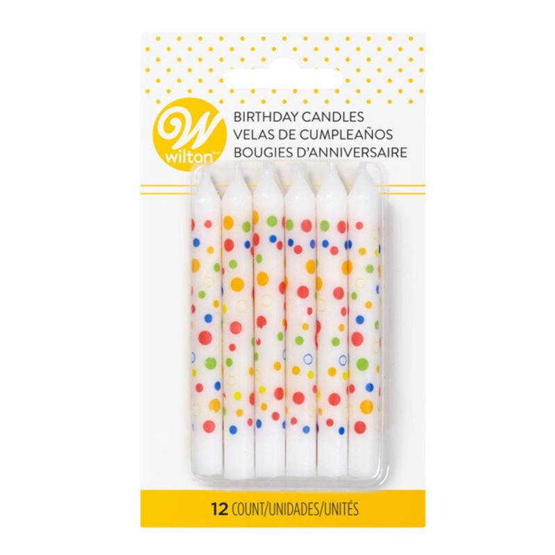 Polka Dot Birthday Candles, 12 Count